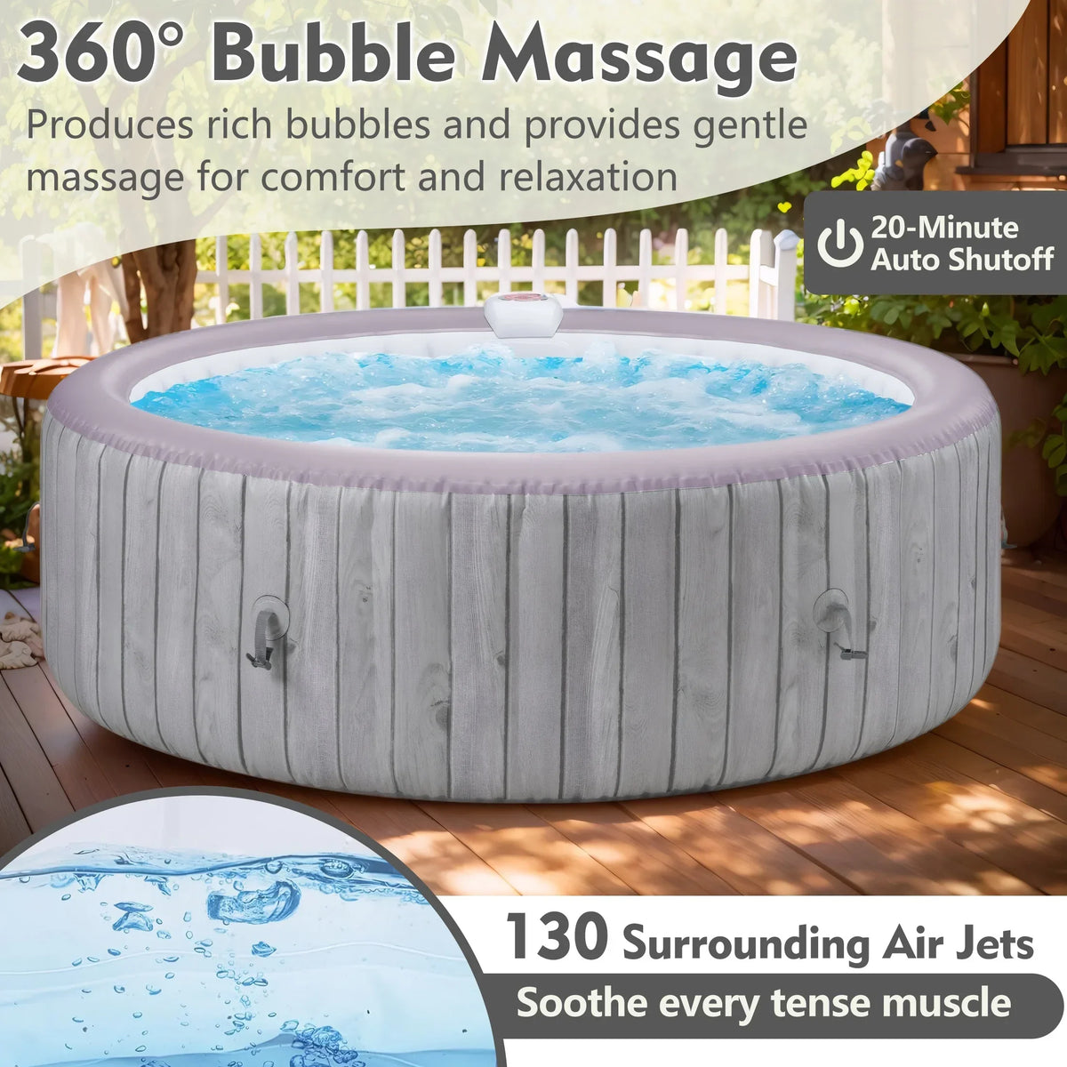 Nouveauté 2026 – Ensemble de mobilier de jardin Round pour spa , canapé d'angle en rotin avec mini-canapé, rangement pour spa en bois d'acacia massif, coussins gris