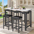 Nouveauté 2026 – Ensemble de table haute 5 places , table de bar et tabourets assortis, table à manger minimaliste avec tabourets sans dossier, ensemble table et chaises de bar avec plateau en bois pour cuisine, appartement ou bistrot - Gain de place