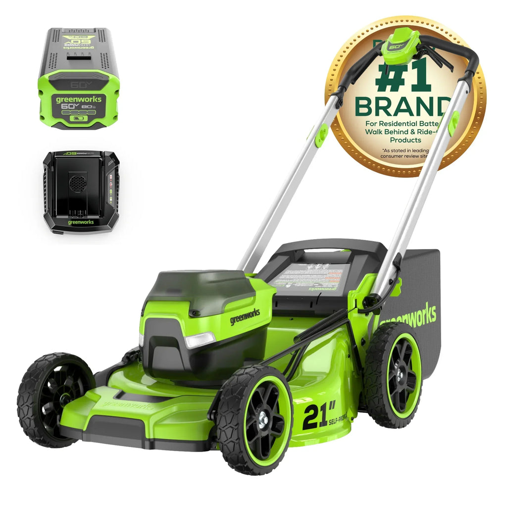 Nouveauté 2026 – Tondeuse à gazon autotractée Greenworks 60V 21" avec (1) batterie 8,0 Ah et chargeur rapide 2546402