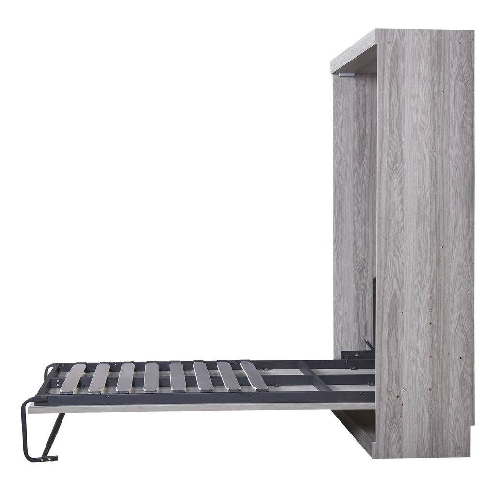 Nouveauté 2026 – Lit escamotable Euroco en pin gris, format simple, transformable en armoire