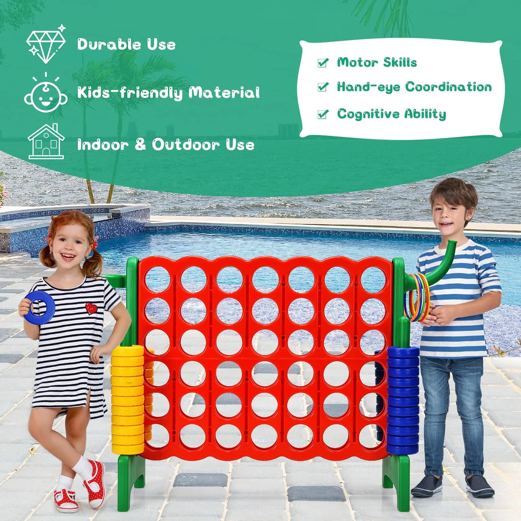 Nouveauté 2026 – Jeu géant Costway 4 en ligne avec sac de rangement et de transport pour enfants et adultes