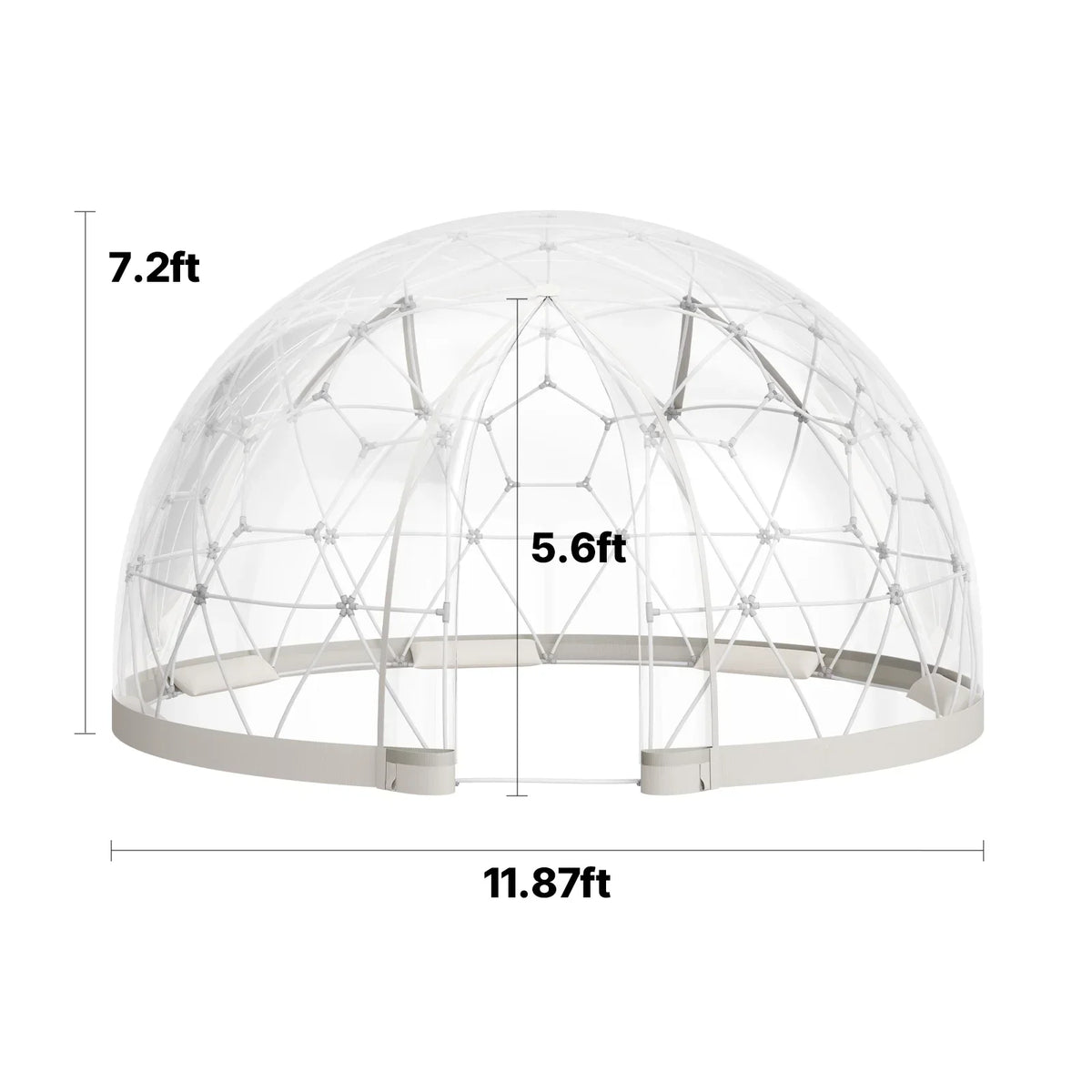Nouveauté 2026 – Tente dôme de jardin VEVOR , 3,66 x 2,20 m, tente bulle transparente d'extérieur pour 4 à 7 personnes, serre géodésique résistante aux intempéries avec fenêtre, tentes igloo en PVC pour jardin, terrasse, camping, fêtes et mariages