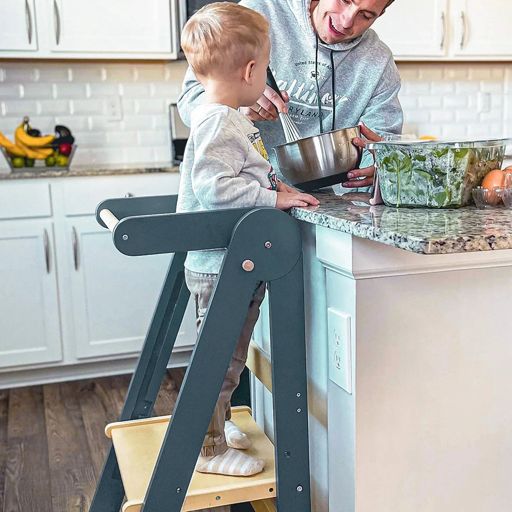 Nouveauté 2026 – Tour de cuisine pliable HARPPA pour tout-petits, tour sur pied pour enfants de 1,5 à 6 ans, blanche