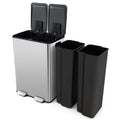 Nouveauté 2026 – Poubelle à pédale double marche Costway 16 gallons (60 litres) argentée, en acier inoxydable