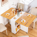 Nouveauté 2026 – Table de salle à manger pliante spanspace , table à abattants avec 6 roulettes et étagère de rangement à 2 niveaux, table gain de place pour petits espaces, table de cuisine pliante, blanche