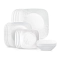 Nouveauté 2026 – Service de table carré en verre embossé Corelle Cherish 16 pièces (pour 4 personnes