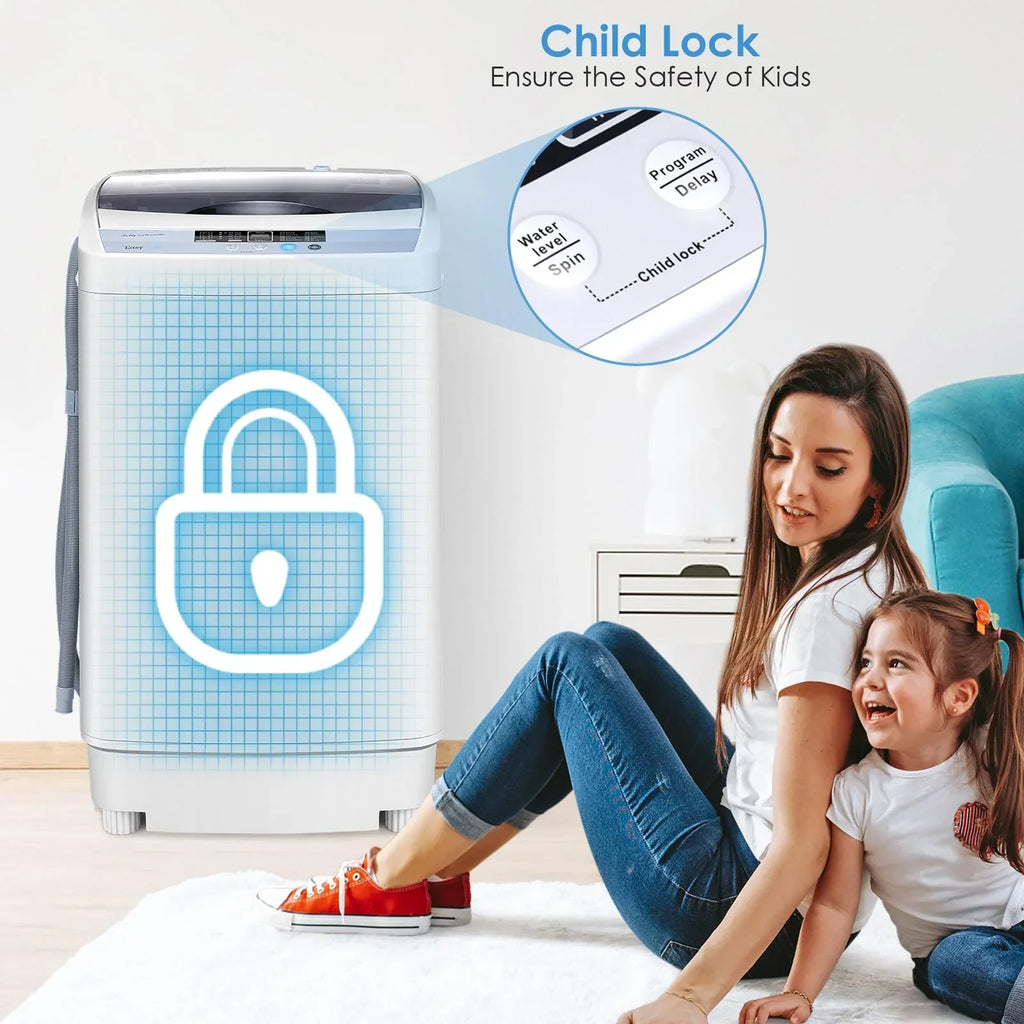 Nouveauté 2026 – Laveuse entièrement automatique Giantex , laveuse compacte de 1,34 pi³ avec 10 programmes, 8 niveaux d'eau et panneau DEL, laveuse et essoreuse portables d'une capacité de 9,92 lb avec pompe de vidange