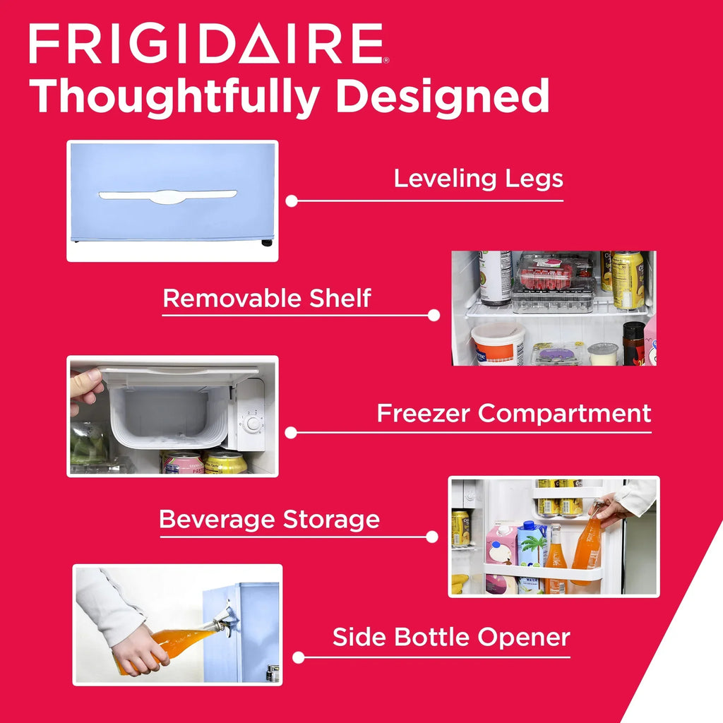 Nouveauté 2026 – Réfrigérateur Frigidaire , 1,6 pi³, style rétro compact, avec ouvre-bouteille latéral, couleur corail
