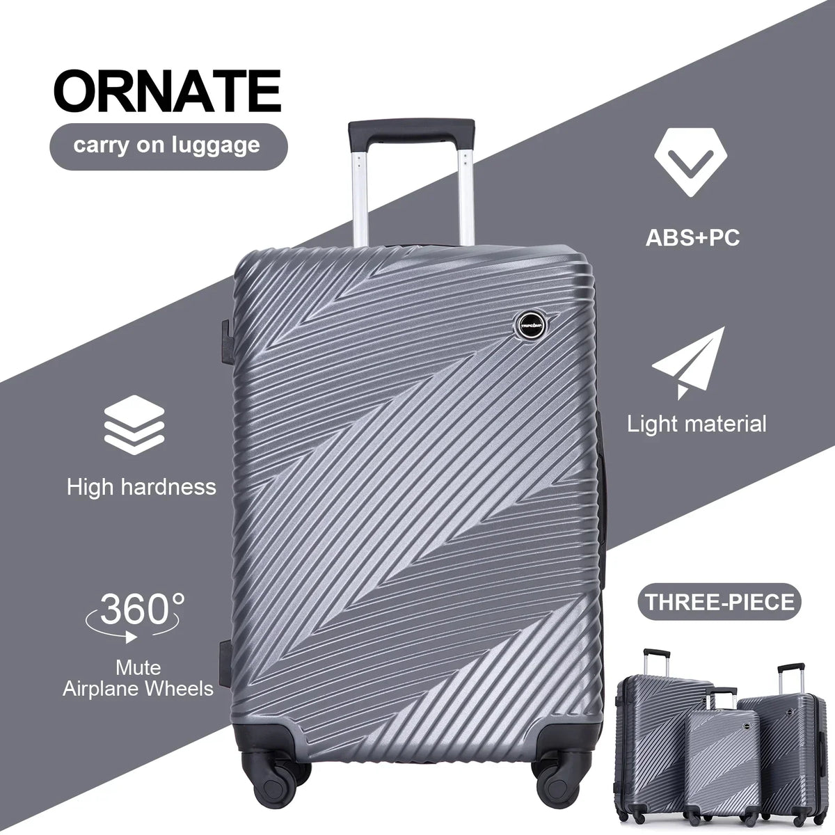Nouveauté 2026 – Ensemble de 3 valises Tripcomp , valise rigide légère à roulettes multidirectionnelles 20 po, 24 po, 28 po (bleu