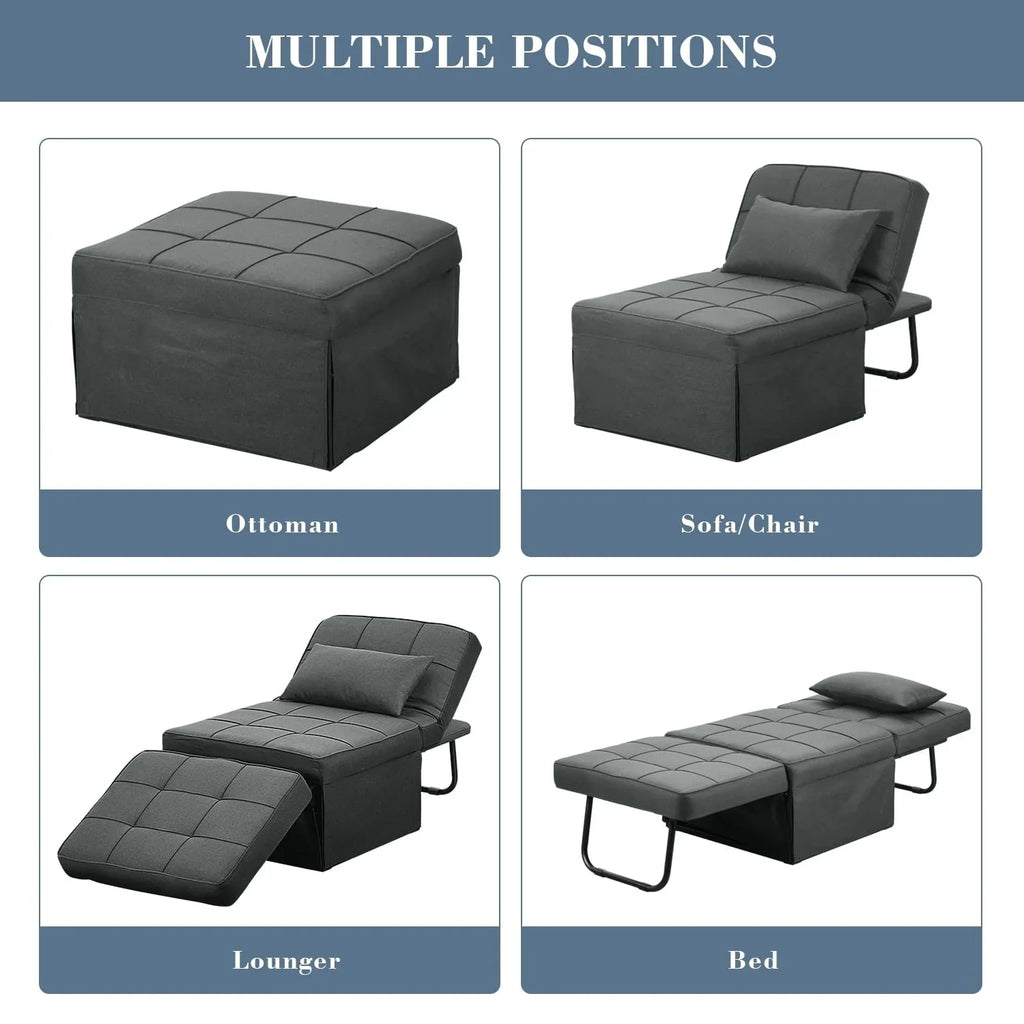 Nouveauté 2026 – Canapé-lit pliant Ainfox , 4 en 1 : lit de jour, pouf, fauteuil, canapé-lit pour invités, idéal pour un salon moderne ou une chambre, petite taille (gris foncé