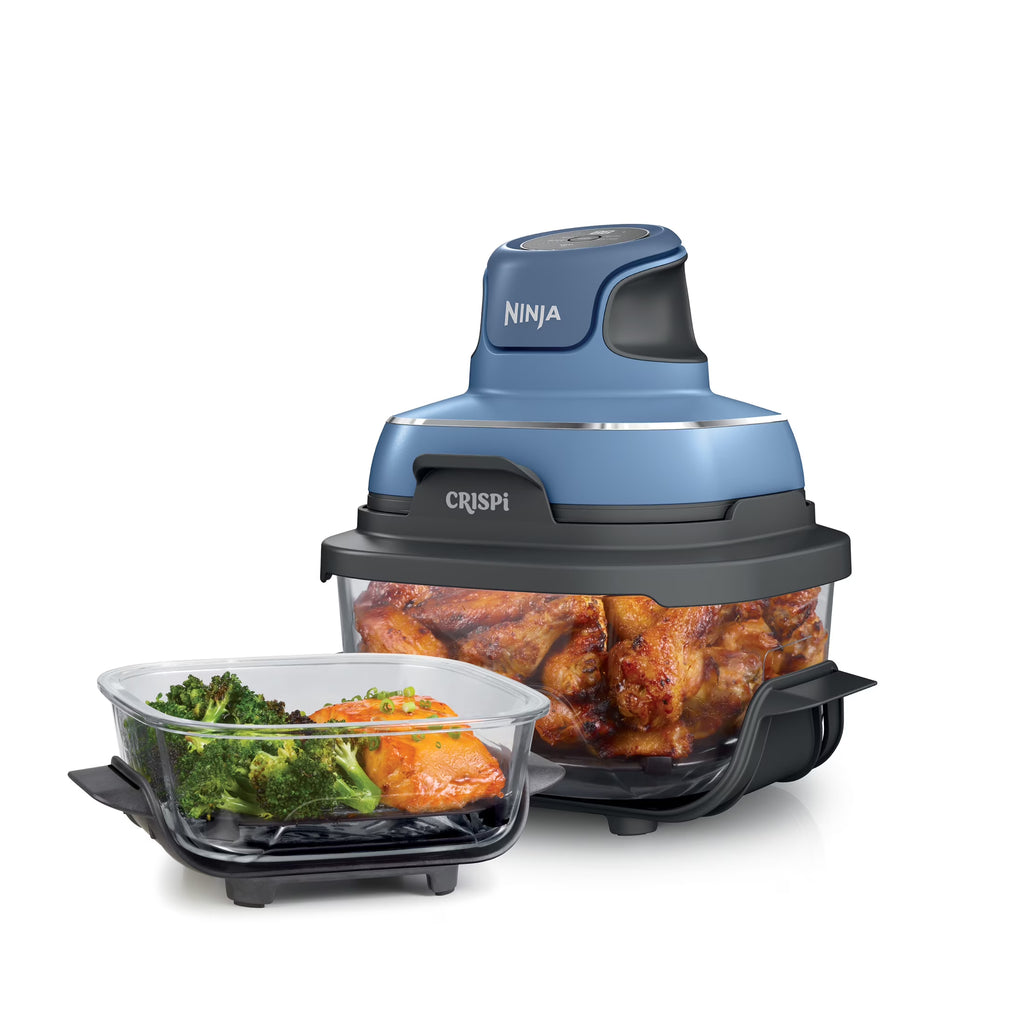 Nouveauté 2026 – Friteuse à air portable 3-en-1 Ninja Crispi , 1500 W, récipients en verre TempWare de 4 L et 5 tasses avec couvercles de conservation, compatible micro-ondes, congélateur et lave-vaisselle, blanc, FN100WH