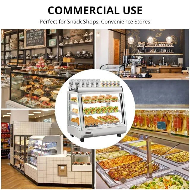 Nouveauté 2026 – Vitrine chauffante commerciale 36", vitrine chauffante de comptoir, chauffe-plats commercial avec étagères réglables, portes coulissantes en verre, armoire chauffante électrique à 3 niveaux