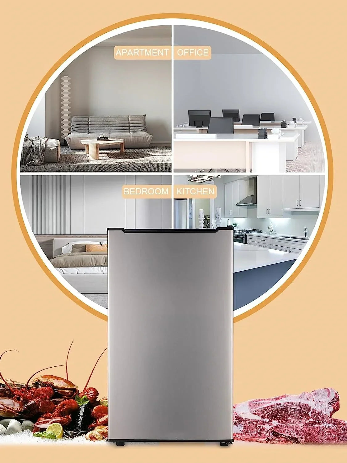 Nouveauté 2026 – Congélateur vertical Upright , congélateur vertical compact de 85 litres (3 pi³) avec thermostat réglable, mini-congélateur avec porte simple réversible en acier inoxydable, argent