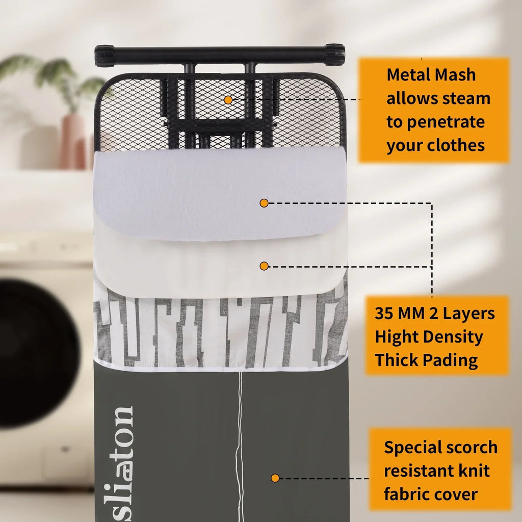 Nouveauté 2026 – Planche à repasser extra large KDJ HOME Slieton avec barre de suspension, 51 cm de large (20 pouces