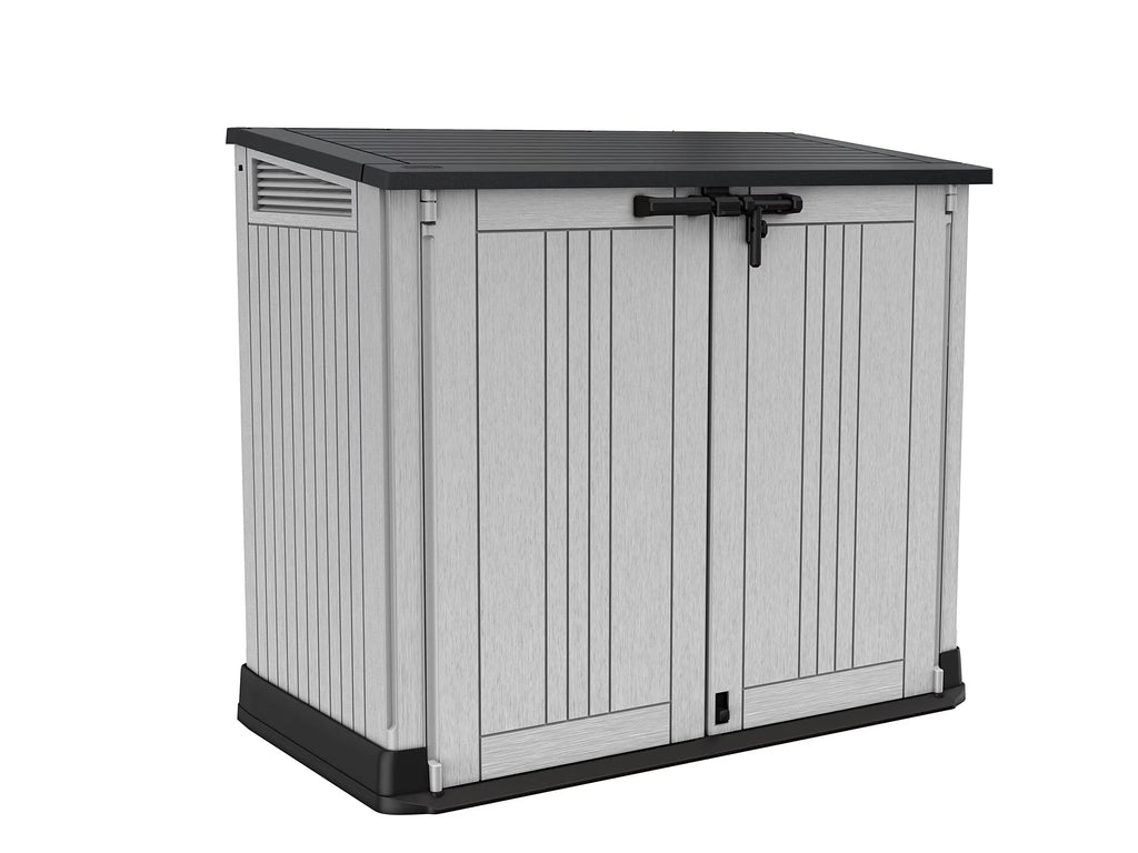 Nouveauté 2026 – Abri de jardin Keter Store-It-Out Prime , 1,3 x 1,1 m, en résine grise, avec charnières à levage facile. Idéal pour ranger outils de jardin, jouets de piscine et accessoires de jardin