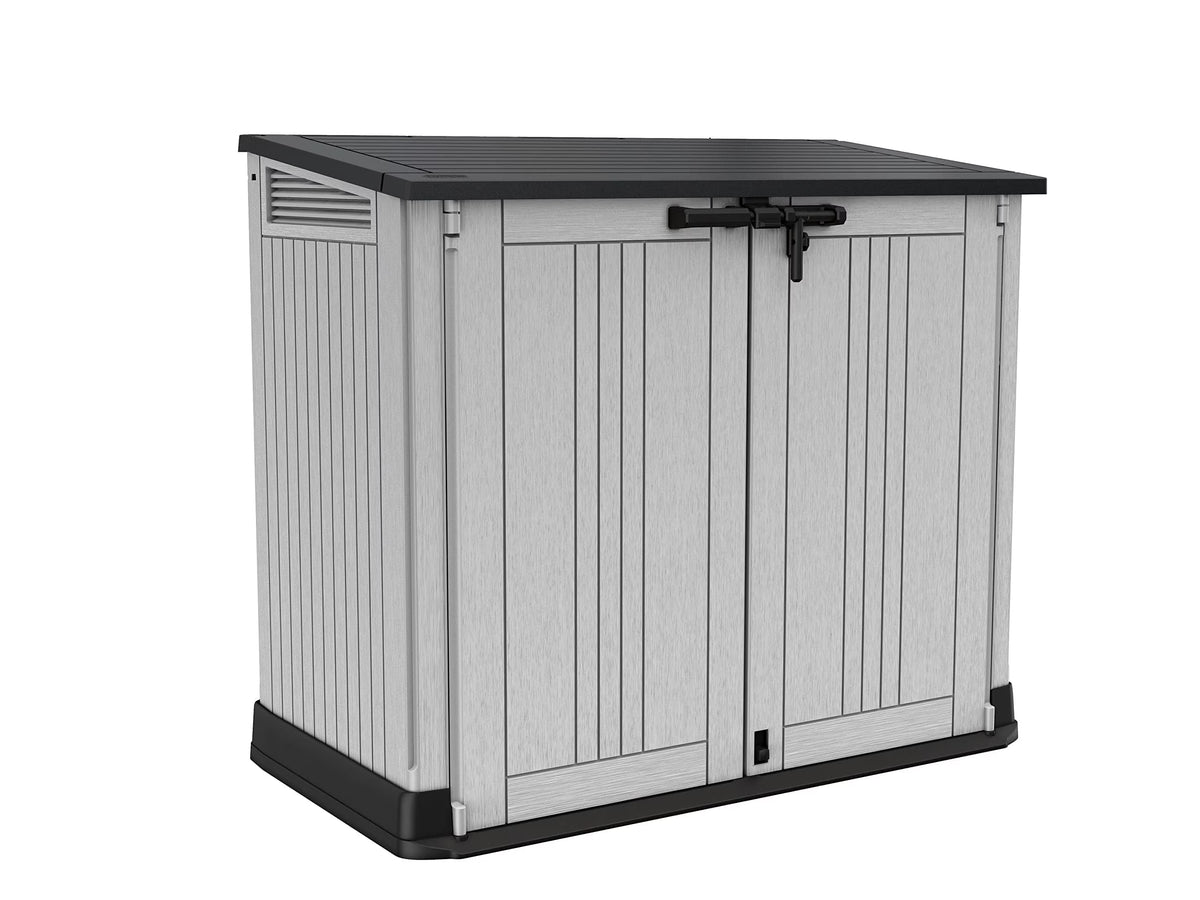 Nouveauté 2026 – Abri de jardin Keter Store-It-Out Prime , 1,3 x 1,1 m, en résine grise, avec charnières à levage facile. Idéal pour ranger outils de jardin, jouets de piscine et accessoires de jardin