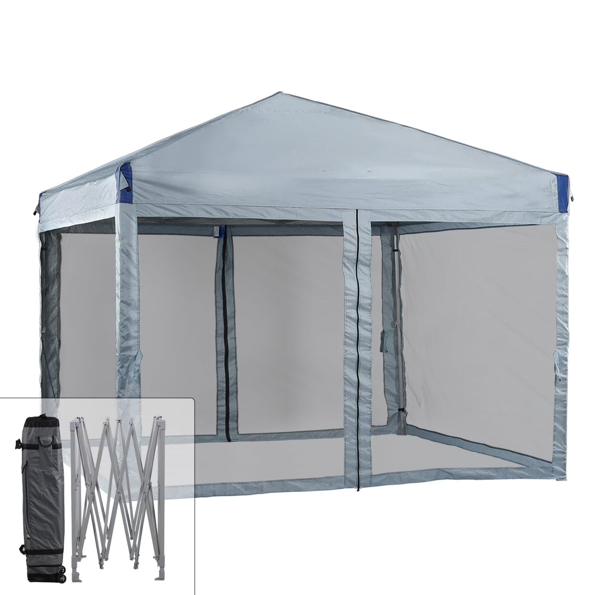Nouveauté 2026 – Abri pliant Aoodor de 3,65 m x 3,65 m avec parois latérales en filet amovibles, tente d'extérieur portable et instantanée - Noir