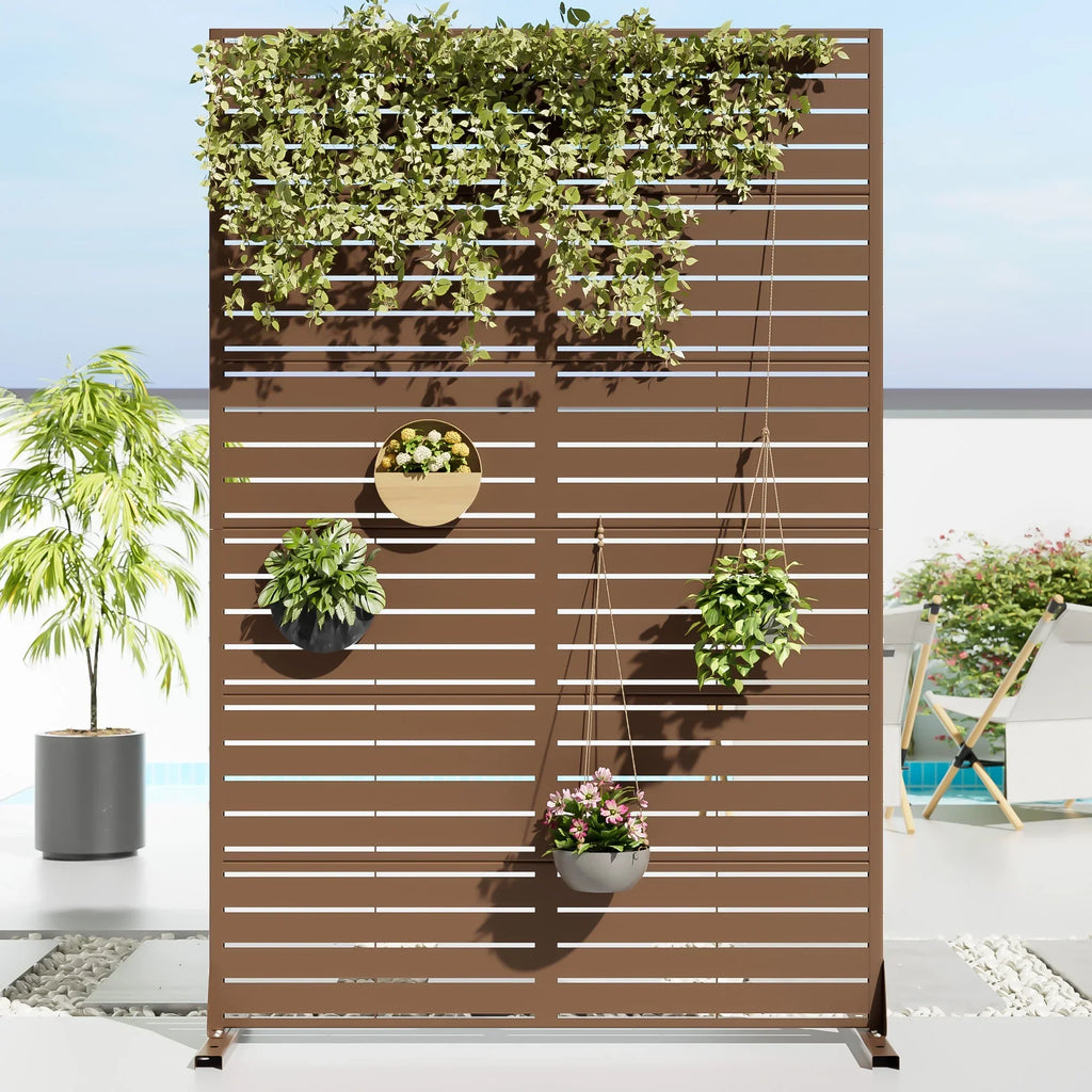 Nouveauté 2026 – Panneau de séparation extérieur en métal noir MAYEERTY 72*47" pour patio, style classique à persiennes