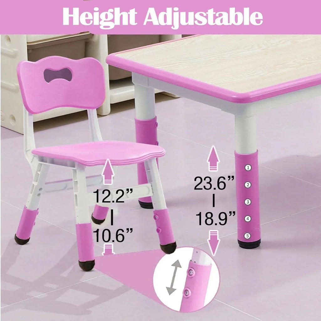 Nouveauté 2026 – Ensemble table et chaises pour enfants TROPOW , table réglable en hauteur pour tout-petits et 6 chaises, table multi-activités avec plateau à motifs graffiti et pieds antidérapants pour les enfants de 2 à 10 ans, idéale pour les gard