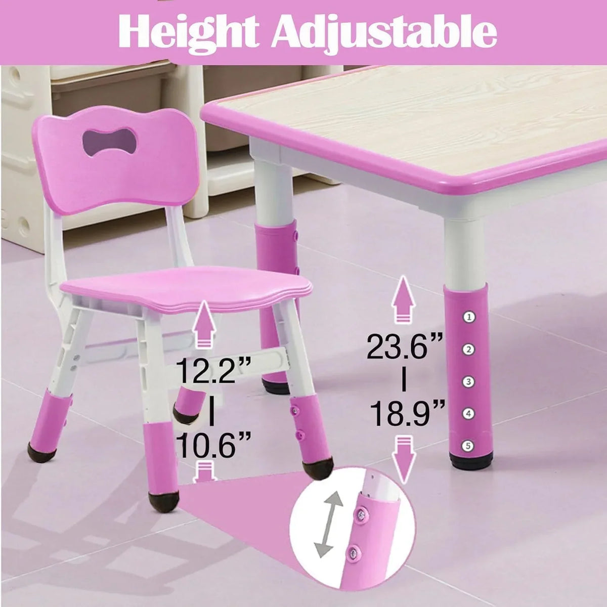 Nouveauté 2026 – Ensemble table et chaises pour enfants TROPOW , table réglable en hauteur pour tout-petits et 6 chaises, table multi-activités avec plateau à motifs graffiti et pieds antidérapants pour les enfants de 2 à 10 ans, idéale pour les gard
