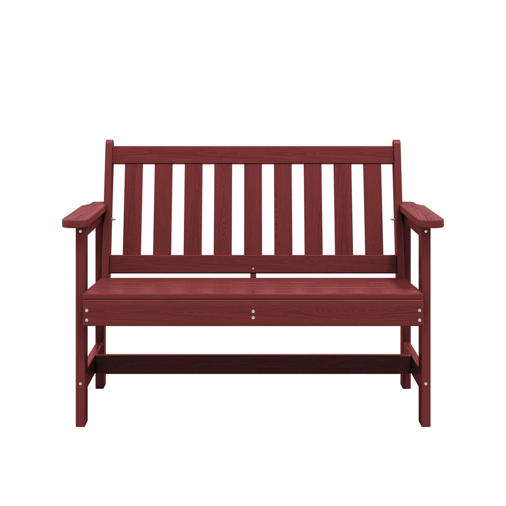 Nouveauté 2026 – Banc d'extérieur SERWALL pour 2 personnes, en PEHD résistant aux intempéries avec renforts en aluminium, supporte jusqu'à 300 kg, confortable pour terrasse, jardin et véranda, noir