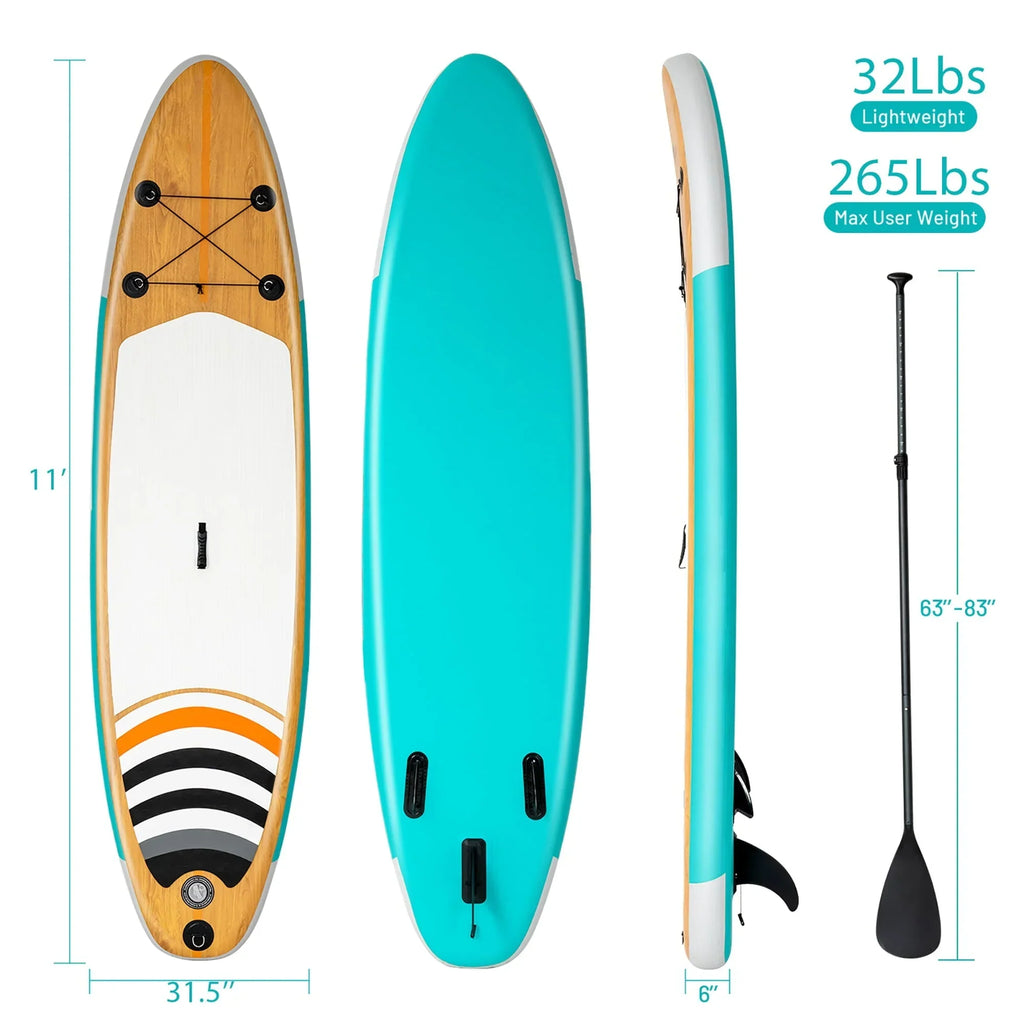 Nouveauté 2026 – Planche de paddle gonflable Goplus 11' (3,35 m) avec sac et pompe en aluminium