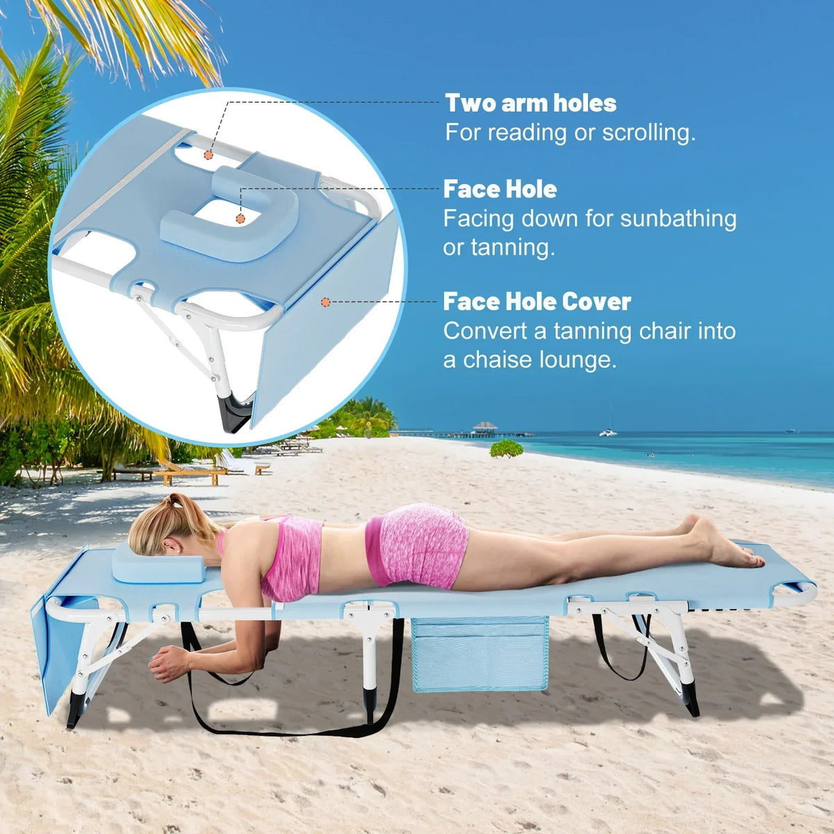 Nouveauté 2026 – Chaise longue MOPHOTO avec matelas, supportant jusqu'à 200 kg, lit de camp portable et robuste, réglable, idéal pour le camping, la piscine, la plage et la terrasse
