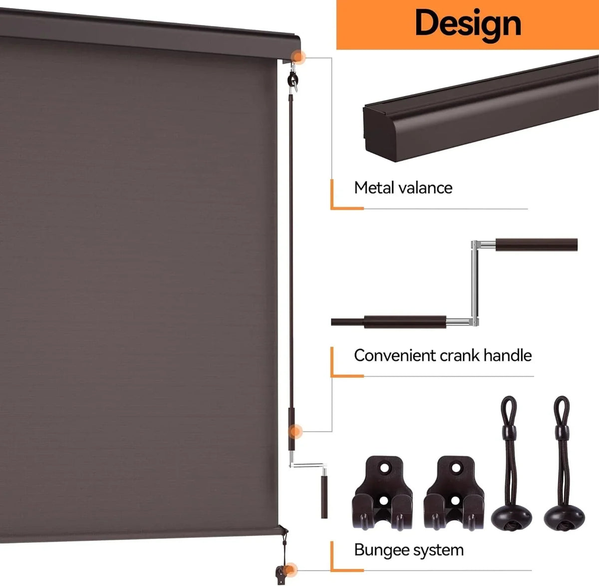 Nouveauté 2026 – Store enrouleur extérieur Superjoe pour terrasse, store occultant sans cordon, imperméable, protection UV, 122 cm x 183 cm