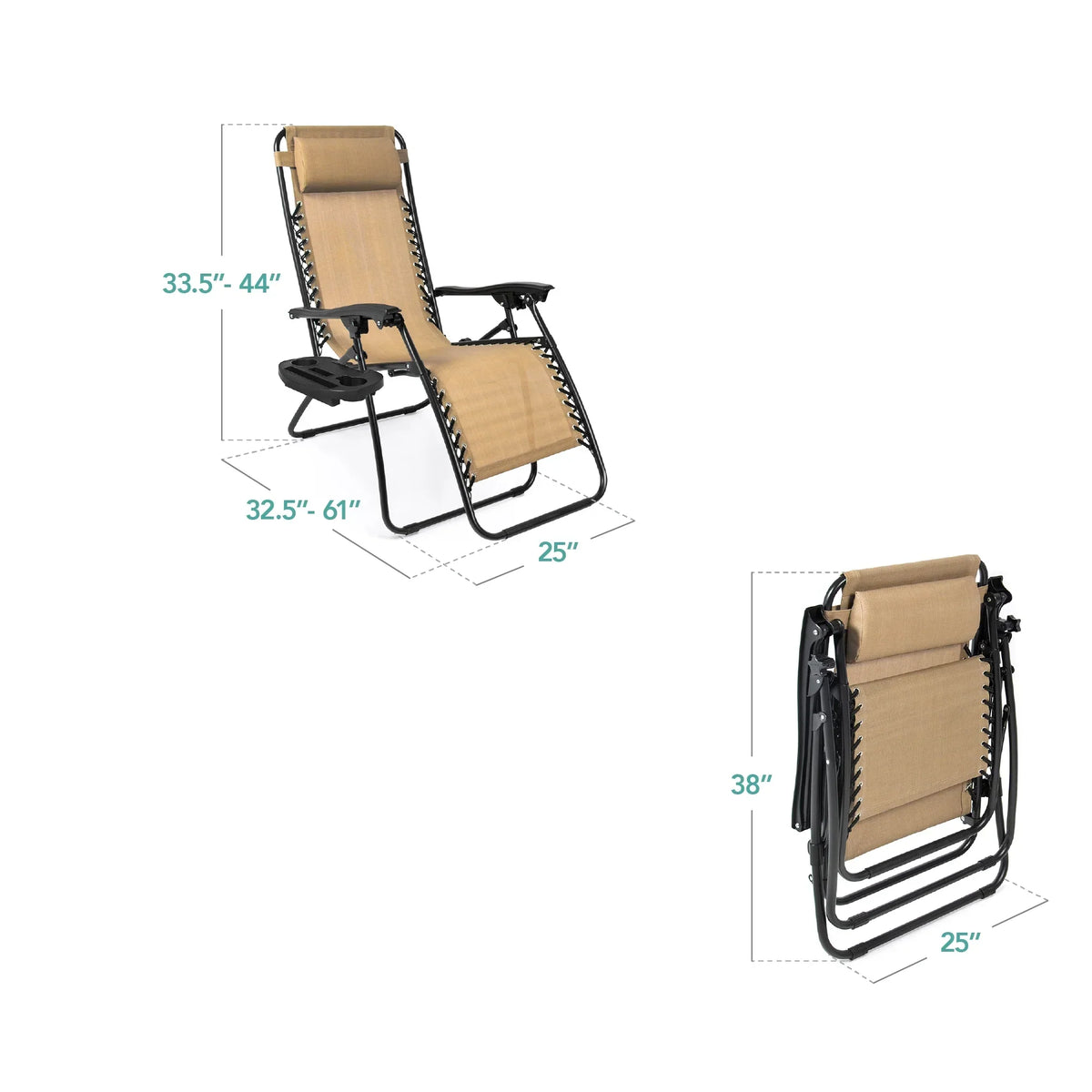 Nouveauté 2026 – Ensemble de 2 fauteuils inclinables zéro gravité Best Choice Products pour terrasse et piscine avec porte-gobelet - Gris