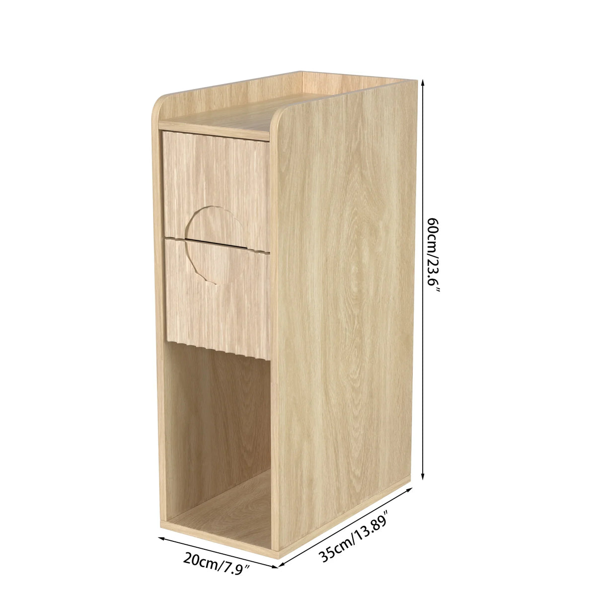 Nouveauté 2026 – Ensemble de 2 tables de chevet étroites Narrow avec tiroirs, table d'appoint fine cannelée avec rangement pour petits espaces