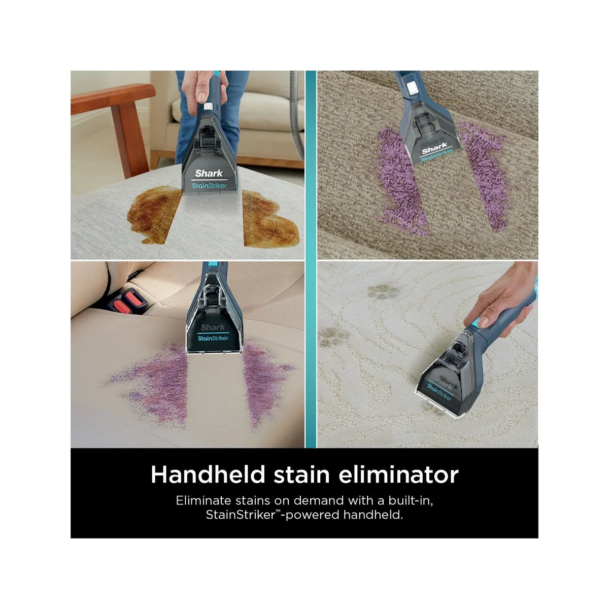 Nouveauté 2026 – Nettoyant pour tapis et tissus d'ameublement Shark StainStriker , portable avec 2 accessoires, 177 ml de formule Deep Clean Pro et 355 ml de formule OXY Multiplier, PX200 bleu marine/blanc