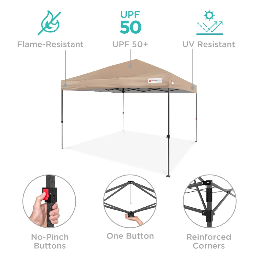 Nouveauté 2026 – Best Choice Products 3,66 m x 3,66 m - Abri pliant facile à monter avec installation en un clic, sac à roulettes et 4 sacs de lestage - Bleu marine