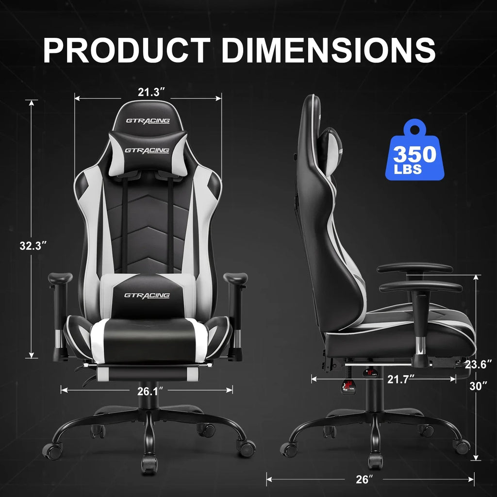 Nouveauté 2026 – Chaise de jeu GTRACING , chaise de bureau ergonomique avec soutien lombaire, revêtement en cuir PU, repose-pieds et appui-tête réglable, rouge