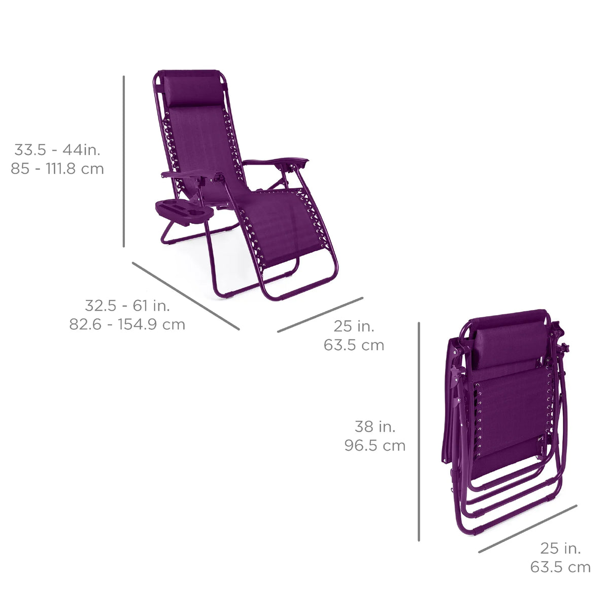 Nouveauté 2026 – Ensemble de 2 fauteuils inclinables zéro gravité Best Choice Products pour terrasse et piscine avec porte-gobelet - Gris