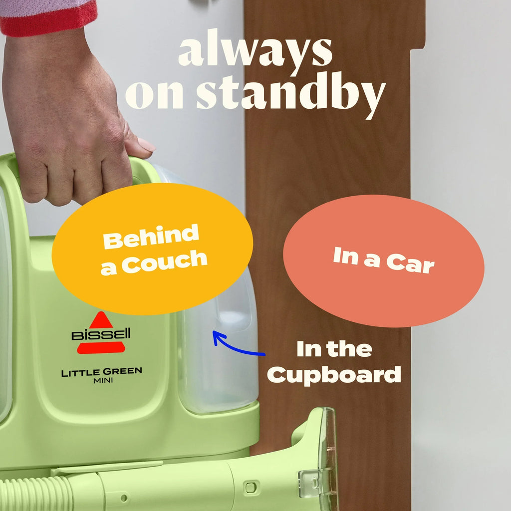 Nouveauté 2026 – Nettoyeur portable et en profondeur pour tissus d'ameublement BISSELL Little Green Mini , avec outil pour taches tenaces de 10 cm et échantillon de formule Little Green, 4095