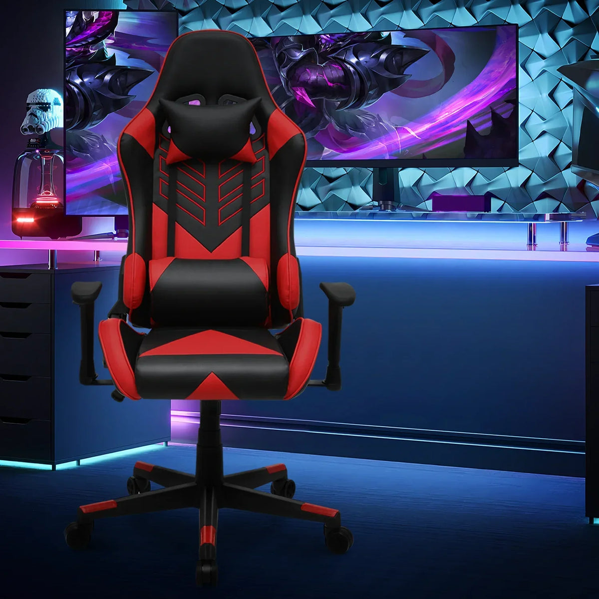 Nouveauté 2026 – Chaise de jeu ergonomique Magshion , chaise de jeu confortable, chaise de bureau en cuir, chaise de jeu pivotante et réglable, bleue