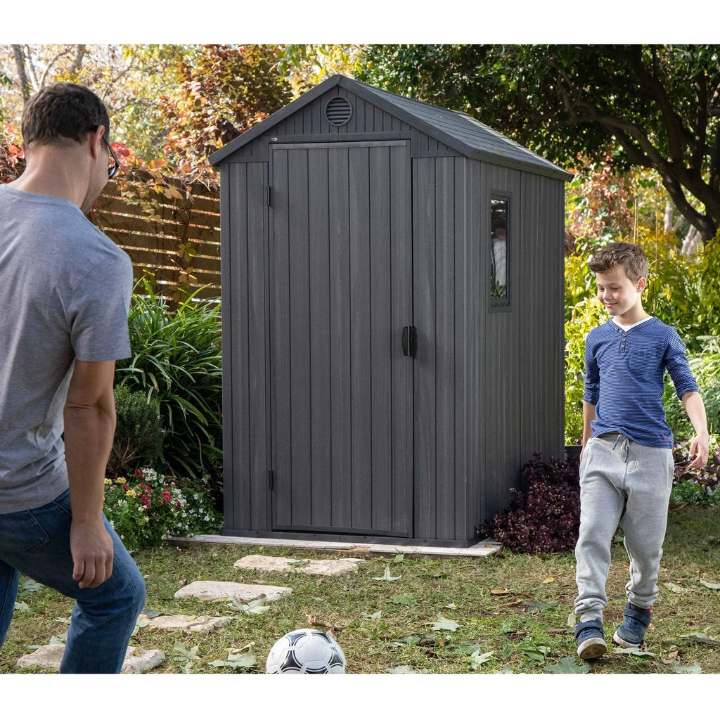 Nouveauté 2026 – Abri de jardin extérieur Keter Darwin , 1,22 m x 1,83 m, avec fenêtre, couleur graphite