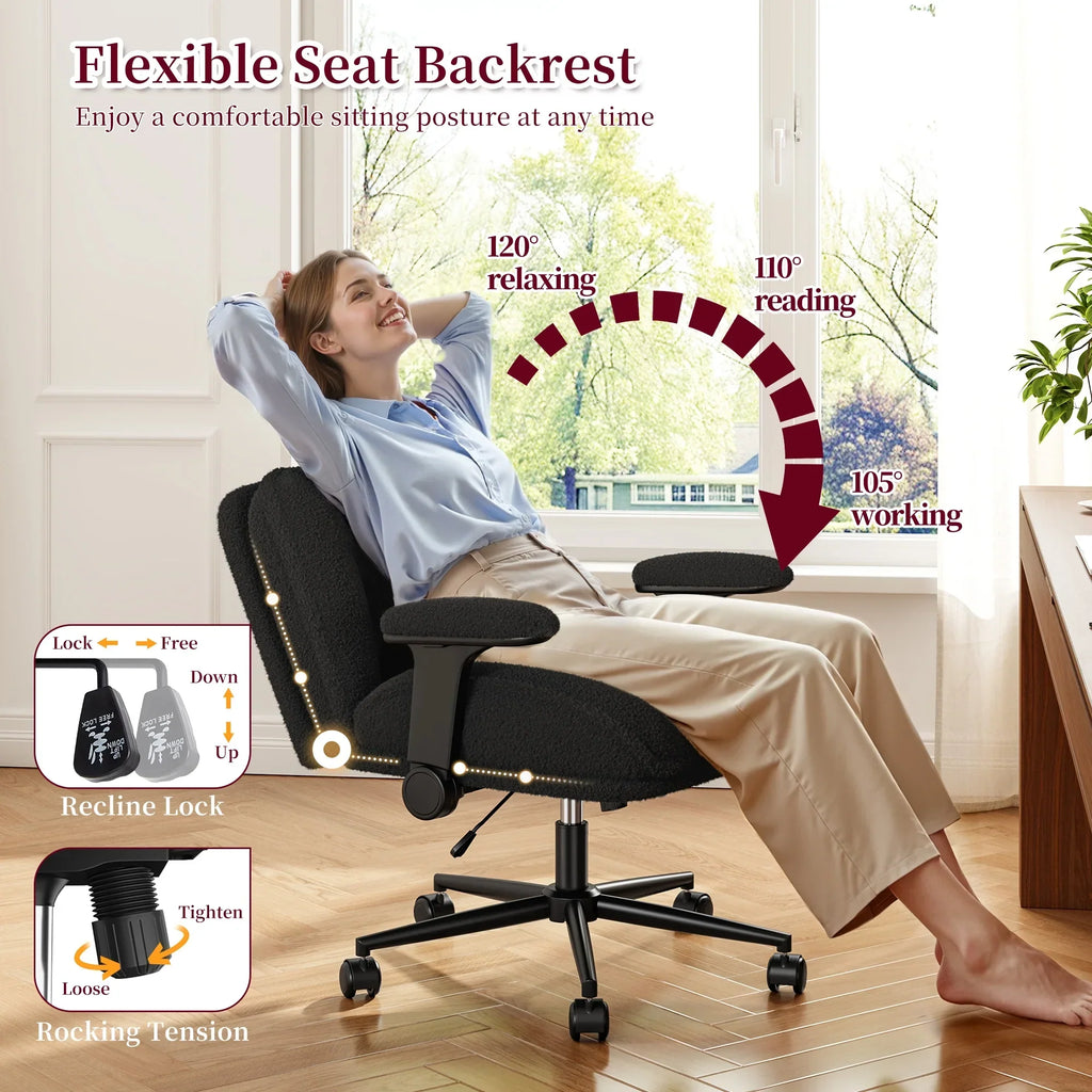 Nouveauté 2026 – Chaise de bureau Romorgniz Criss Cross avec accoudoirs réglables, soutien lombaire, dossier inclinable, coussin épais et roulettes. Idéale pour le bureau, les jeux vidéo, la lecture ou la coiffeuse. Couleur : blanc cassé