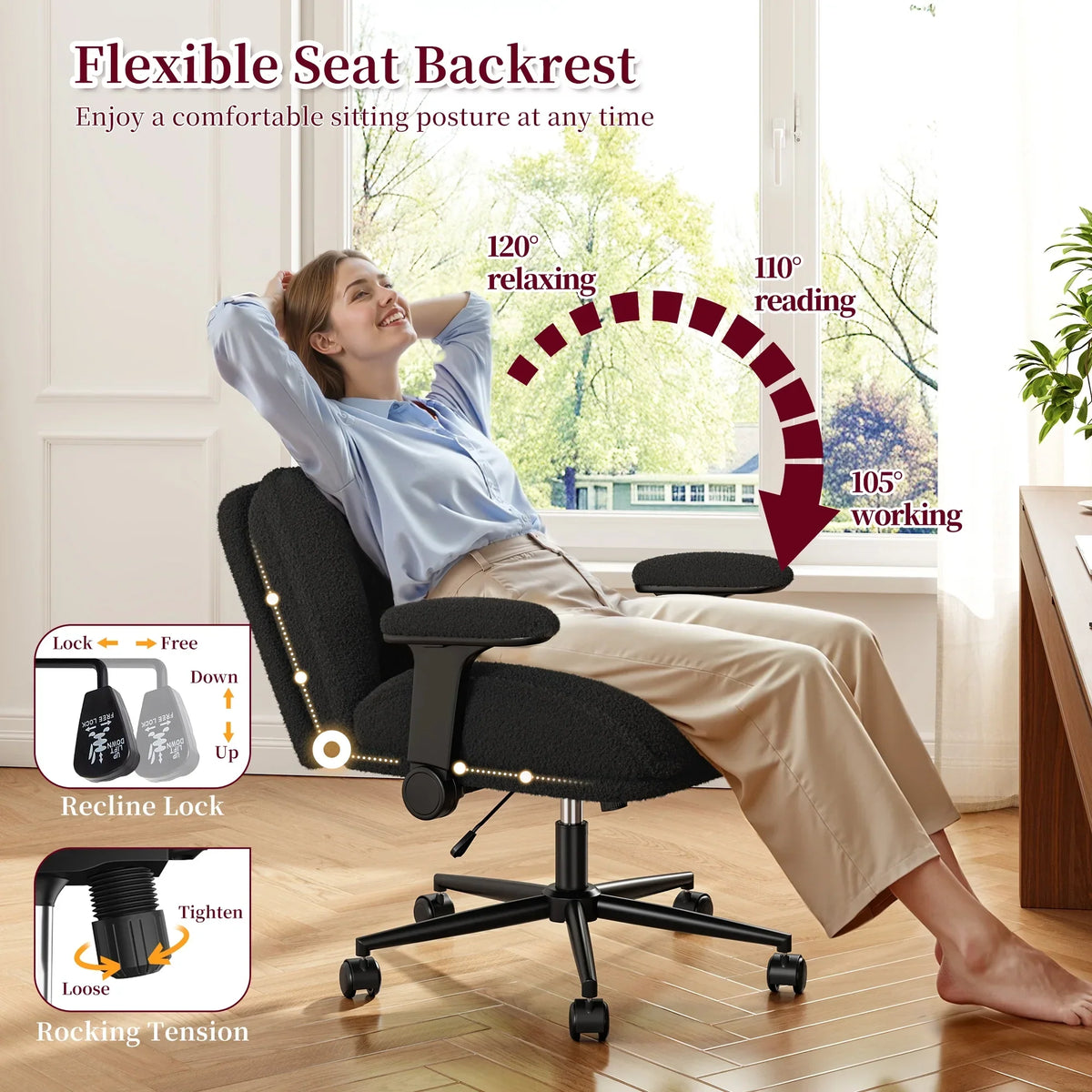 Nouveauté 2026 – Chaise de bureau Romorgniz Criss Cross avec accoudoirs réglables, soutien lombaire, dossier inclinable, coussin épais et roulettes. Idéale pour le bureau, les jeux vidéo, la lecture ou la coiffeuse. Couleur : blanc cassé