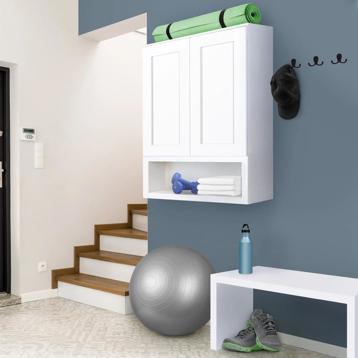 Nouveauté 2026 – Meuble bas de cuisine Design House Brookings , en bois, style Shaker, à 2 portes et 2 tiroirs (48 x 34,5 x 24 po), prêt à assembler, blanc Sherwin Williams