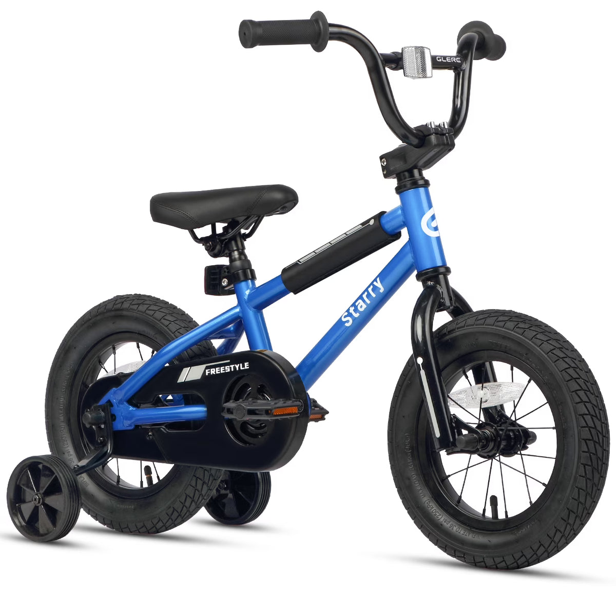 Nouveauté 2026 – Vélo Glerc pour enfants de 3 à 5 ans, style BMX, avec stabilisateurs et frein à rétropédalage, bleu. Convient aux garçons et aux filles de 3 à 5 ans