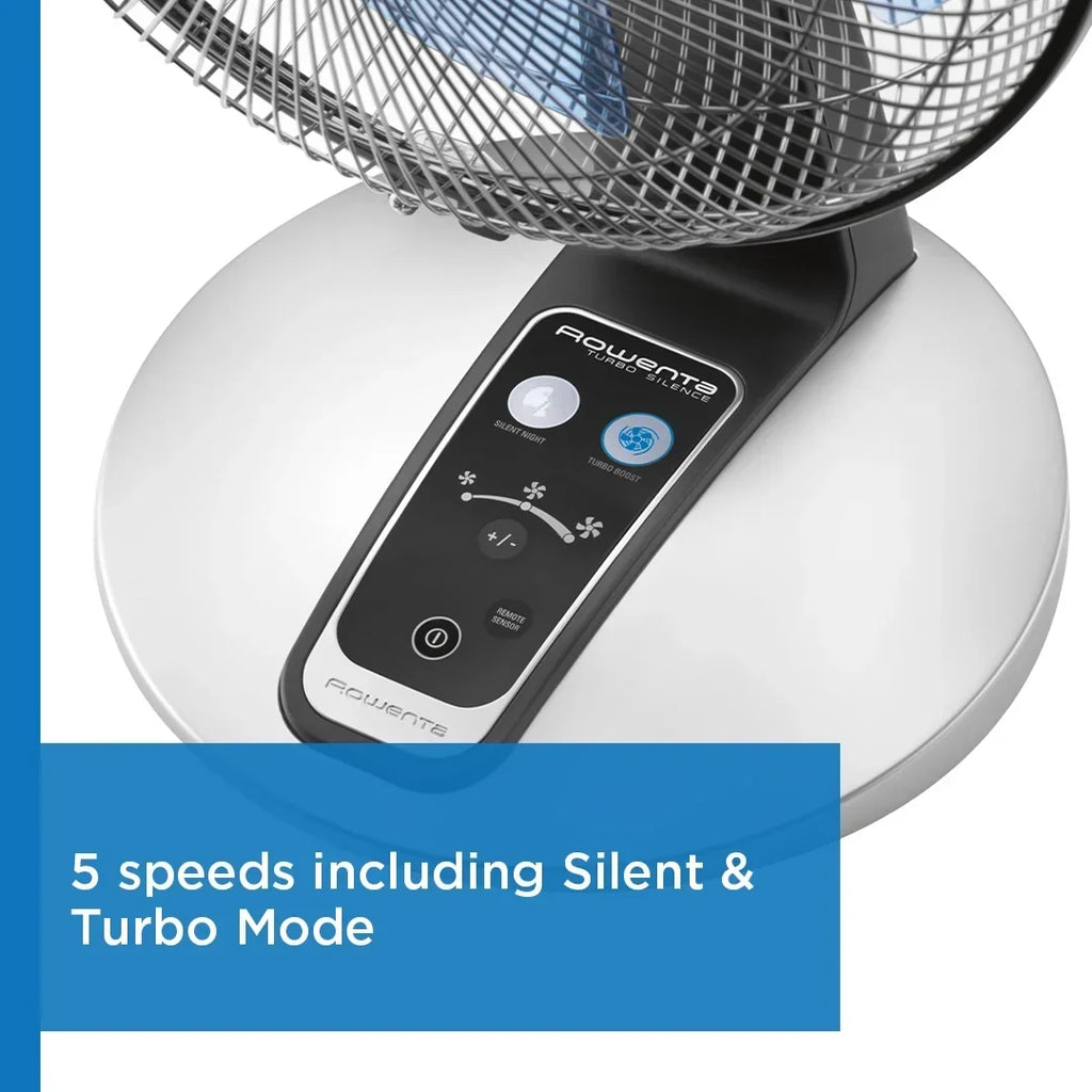Nouveauté 2026 – Ventilateur sur pied Rowenta Turbo Silence avec télécommande, 53 pouces, portable, 5 vitesses, VU5670