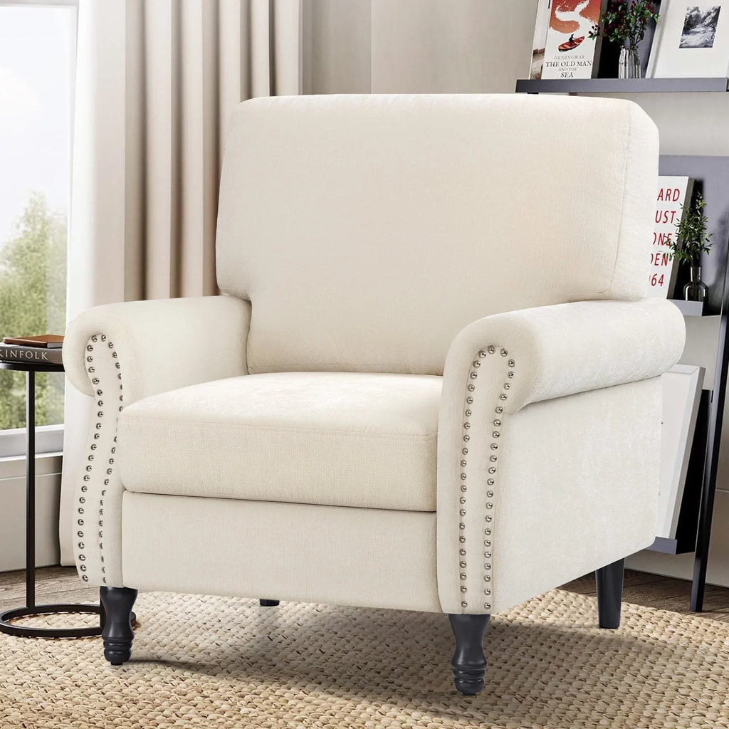 Nouveauté 2026 – Fauteuil d'appoint moderne COOLHUT , canapé une place confortable revêtu de tissu lin avec structure en bois massif, gris