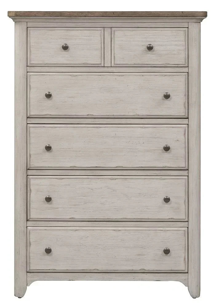 Nouveauté 2026 – Commode à 5 tiroirs , finition blanc antique