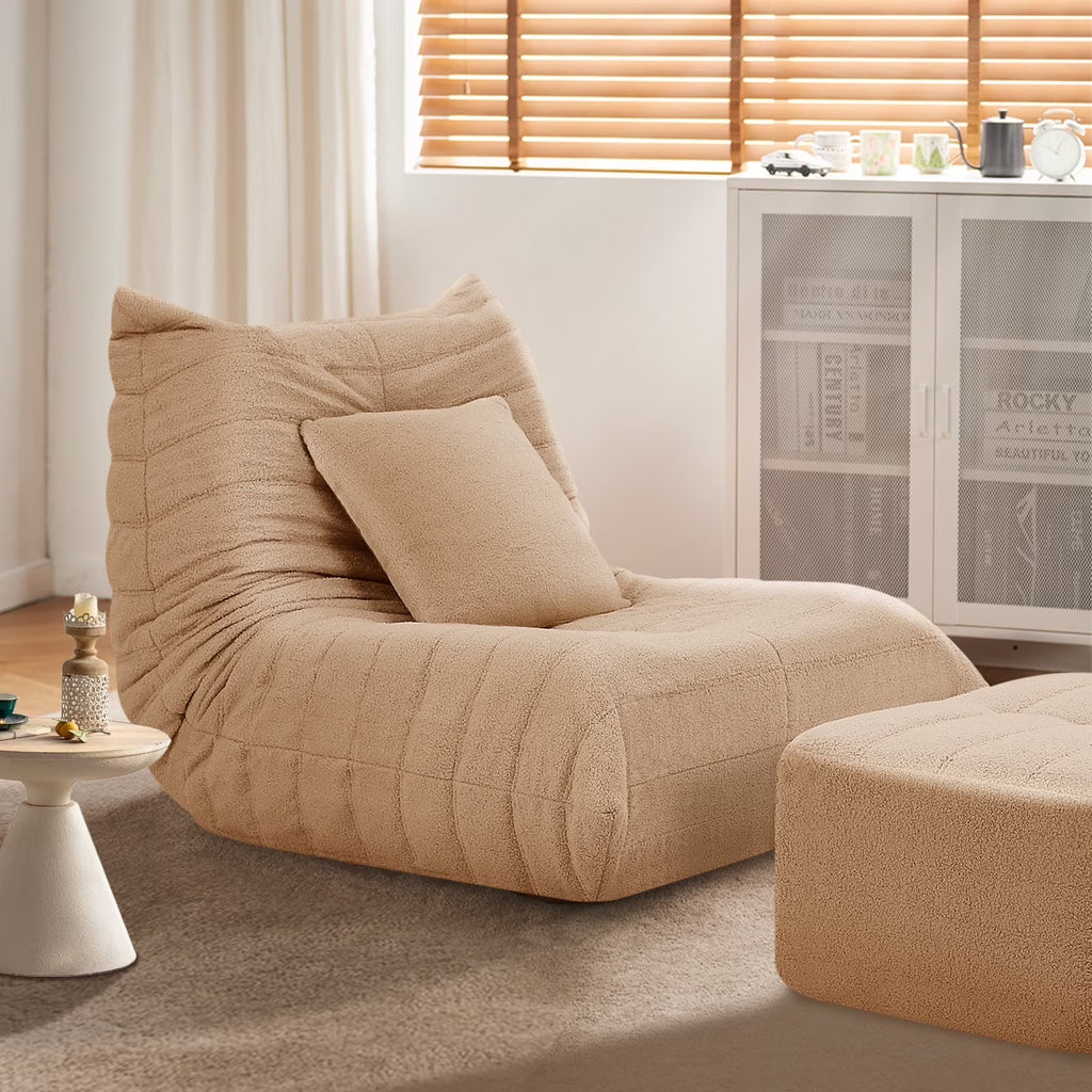 Nouveauté 2026 – Fauteuils poufs VFD pour adultes, pouf avec repose-pieds, canapé lounge confortable en mousse à mémoire de forme, fauteuil de lecture idéal pour la chambre et le salon, canapé de sol relaxant