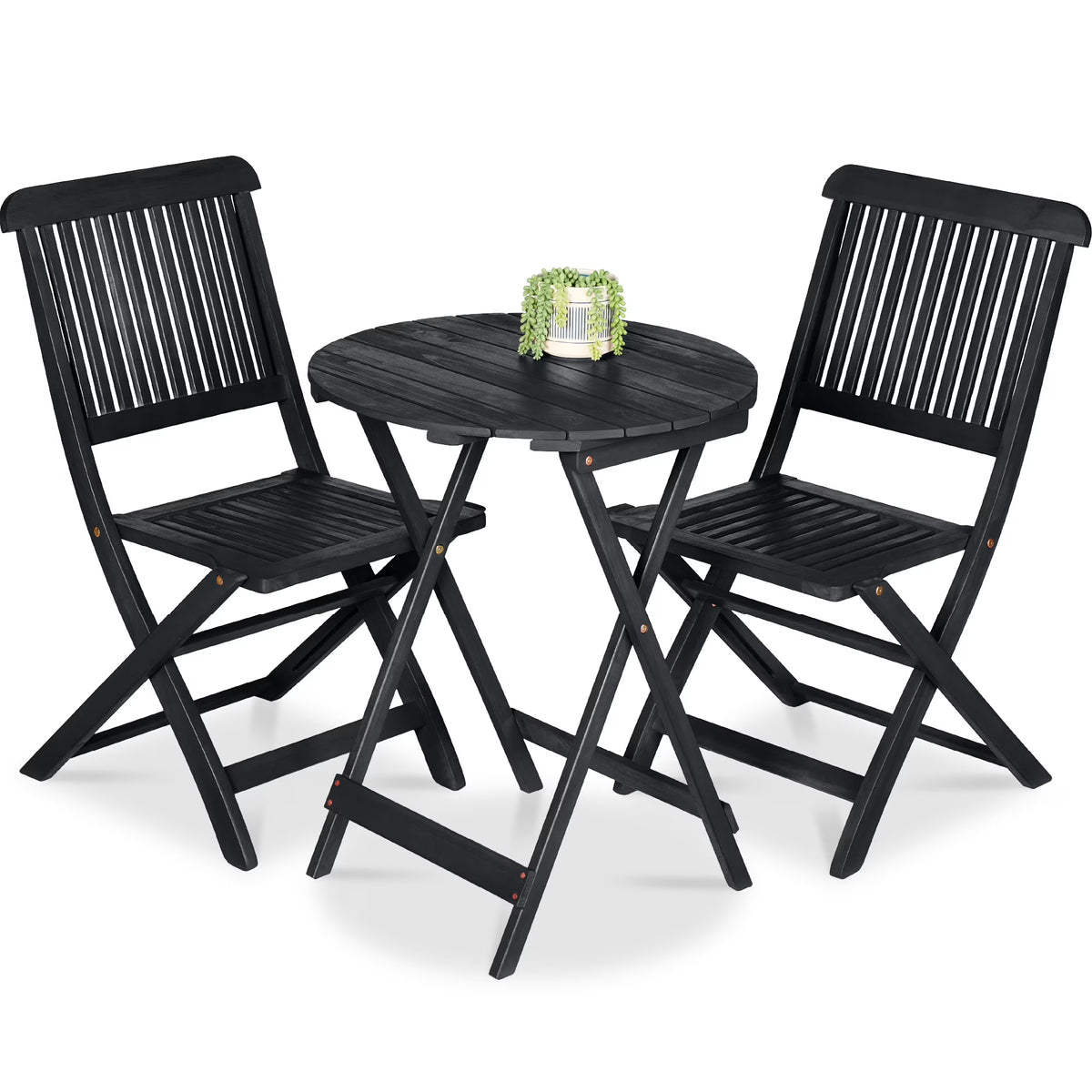 Nouveauté 2026 – Ensemble bistro 3 pièces en bois d'acacia Best Choice Products , mobilier de patio pliant avec 2 chaises et une table - Naturel