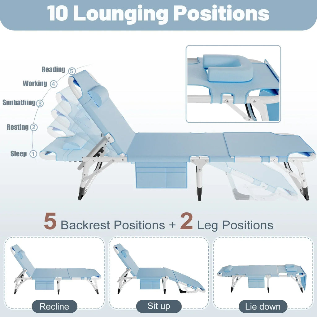 Nouveauté 2026 – Chaise longue MOPHOTO avec matelas, supportant jusqu'à 200 kg, lit de camp portable et robuste, réglable, idéal pour le camping, la piscine, la plage et la terrasse