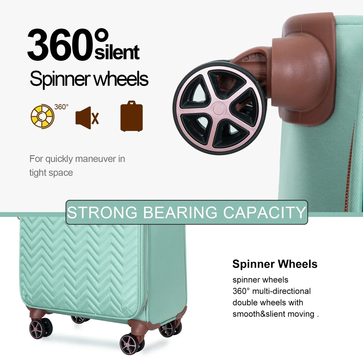 Nouveauté 2026 – Ensemble de 4 bagages Travelhouse : valise souple extensible et légère avec doubles roulettes multidirectionnelles (noir