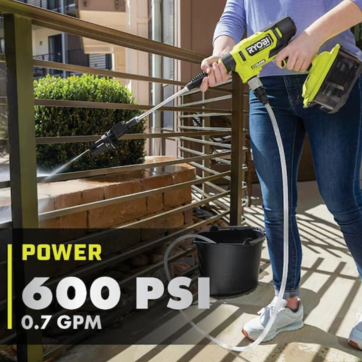 Nouveauté 2026 – Nettoyeur haute pression électrique sans fil Ryobi ONE+ HP 600 PSI à 0,7 GPM 18 V, eau froide, tuyau de siphon de 6 m