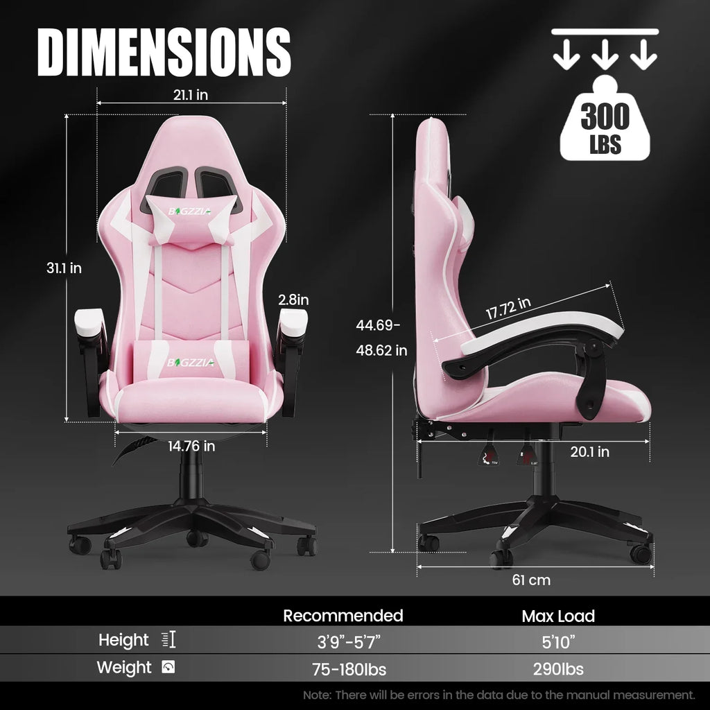 Nouveauté 2026 – Chaise de jeu Bigzzia , chaise de bureau ergonomique avec appui-tête et soutien lombaire réglables en hauteur, pour adultes et adolescents, noir et blanc
